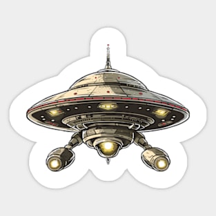 Funny Flying Saucer Sticker